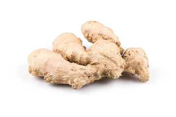fresh ginger on white background