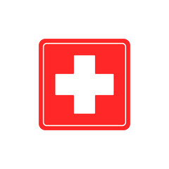 First aid medical sign flat icon for app and website. First aid icon. Medical symbol. Red cross symbol, sign, icon