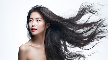 Korean  woman with beautiful healthy hair, Healthy hair advert 