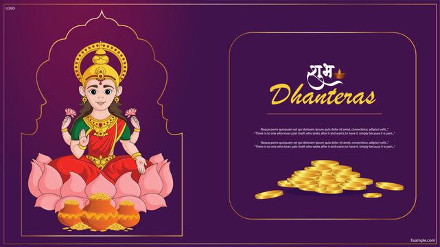 Festival for goddess maa lakshmi charan or paduka dhanteras card background
