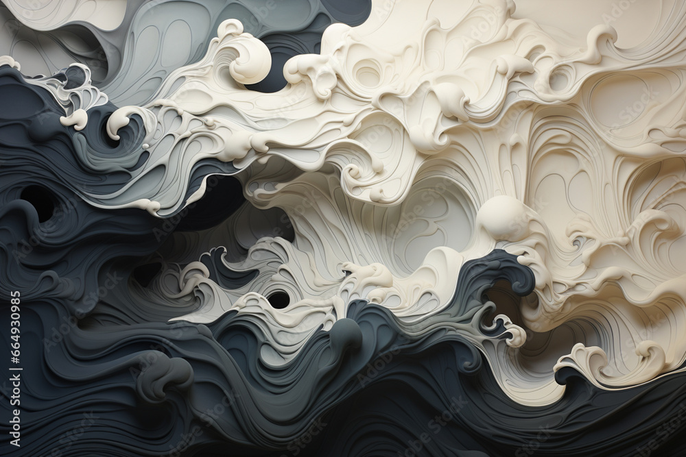 Leinwandbilder A series of abstract drawings capturing the dynamic and fluid nature of a tsunami.  