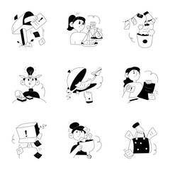 Naklejka premium Pack of Informative Data Glyph Mini Illustrations