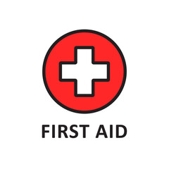 Obraz premium First aid medical sign flat icon for app and website. First aid icon vector. Medical symbol. Red cross symbol, sign, icon