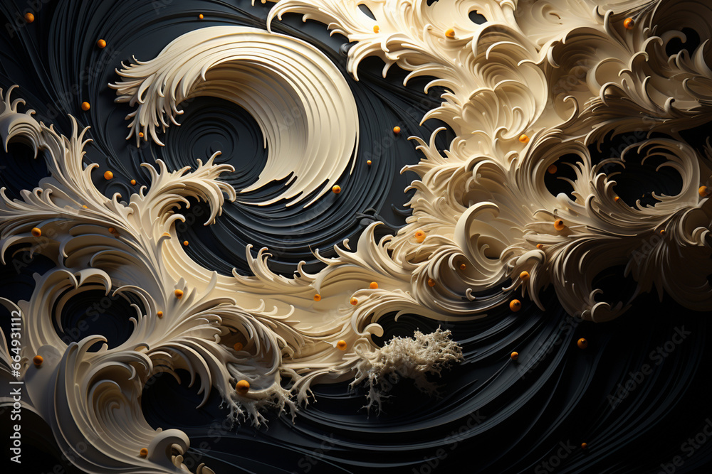 Fototapete A digital artwork that combines intricate patterns and textures to represent a whirlpool.  