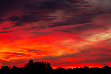 Red sunset sky dramatic in north