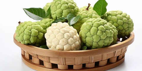 Fototapeta premium Fresh Custard Apples in a Basket. Sugar Apple. Healthy Fruit