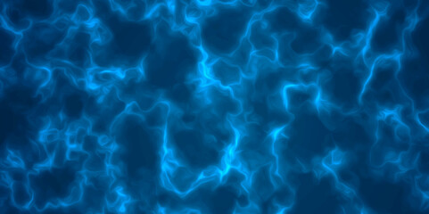 abstract blue smoke and dark black clouds background. electricity storm blue seamless texture. cosmic plasma energy. Transparent water with refraction of sunlight and reflections on water surface. - obrazy, fototapety, plakaty