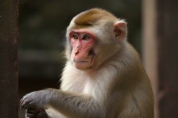 Naklejka premium A monkey greeting. Generative AI