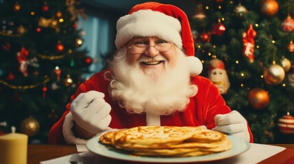 "Festive Breakfast Delight: Homemade Santa and Christmas Tree Pancakes for Christmas Cheer!"