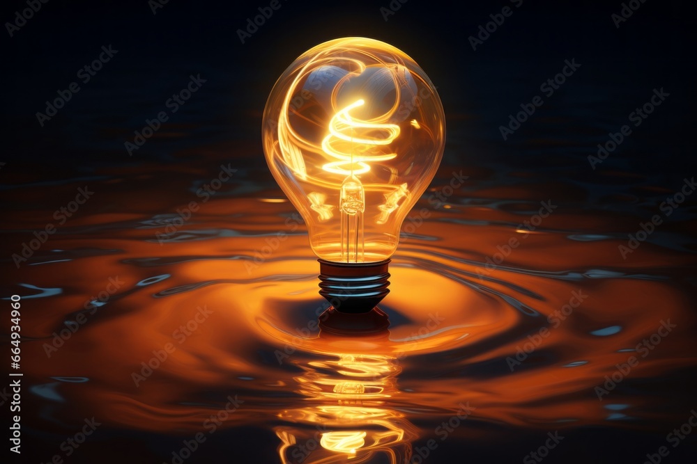 Aufkleber an abstract lightbulb image with geometric patterns of light and shadow dancing across its surface, 