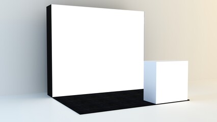 Exhibition stand mockup and flat used for branding and Corporate identity. High resolution.
