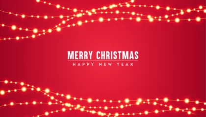 Fotobehang  merry christmas red poster or banner background or social media wish cards for christmas © BHASKAR