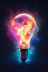 An image of a lightbulb surrounded by a colorful swirl of luminescent energy, creating a mesmerizing and ethereal glow.
