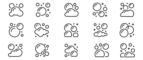 Bubbles icon set. Soap foam, fizzy drink, oxygen bubbles. Vector Illustration. Vector Graphic. EPS 10 - obrazy, fototapety, plakaty