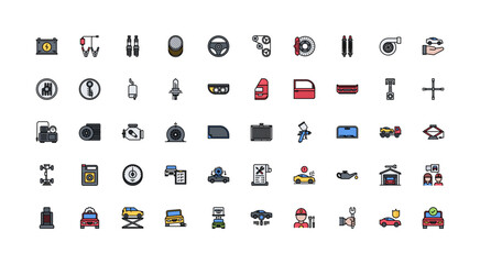 car mechanic icon set