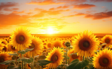 Obraz premium Summer field sunlight nature yellow sunflower