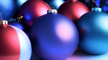 Obraz premium Christmas Balls with Snowflakes Background, sparkling Christmas Ornaments and Snowflakes