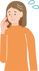 悩みながら首をかしげる若い女性