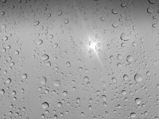 Raindrops on the car glass. Selective focus