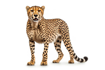leopard in front of a white background,Graceful Cheetah in Motion on a White Background