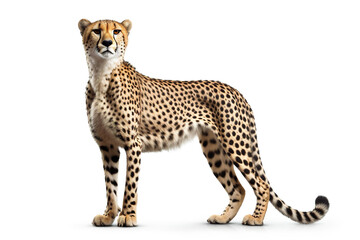 leopard in front of a white background,Graceful Cheetah in Motion on a White Background