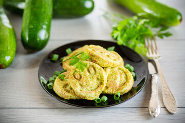 Fried squash green pancakes in a plate.
