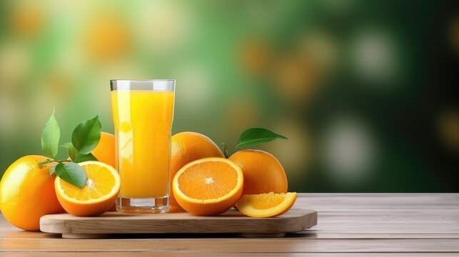 Orange juice with sliced in an orange farm background.