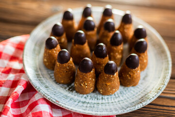 Chocolate tasty sugar dessert with chocolate cream