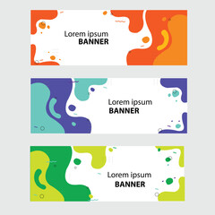 Set of Modern Trendy Simple Colorful Amoeba style Banner Ribbons. Vector Illustration