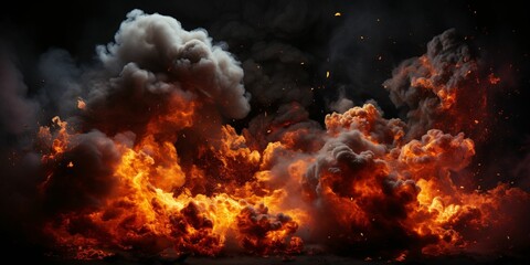 Explosion Effect. Fire Blast Landscape - obrazy, fototapety, plakaty