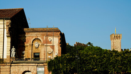 La cinta muraria de Castello Carrarese, cuore della cittadina di Este. Padova. Italia