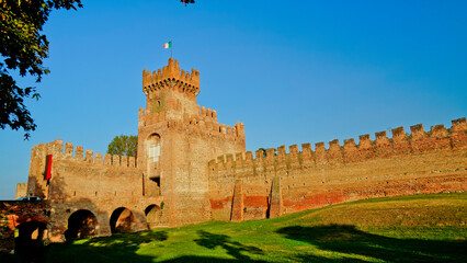 Rocca degli Alberi e cinta muraria di Montagnana,Padova. Italia - obrazy, fototapety, plakaty