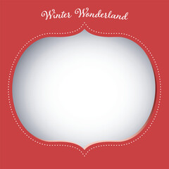 Winter Wonderland vintage frame with layer shadow vector illustration. Merry Christmas and Happy New Year greeting card template have blank space.