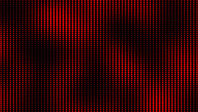 Halftone dots background. Abstract dynamic with red dots on black background. Motion modern animation. Texture of dots pattern. Dotted animated gradient