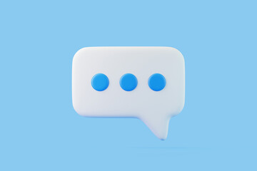 Speech bubble on blue background. Chat icon set. Chatting box, message box. 3D render illustration