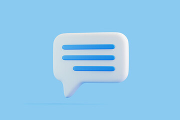 Speech bubble on blue background. Chat icon set. Chatting box, message box. 3D render illustration