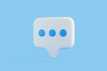 Speech bubble on blue background. Chat icon set. Chatting box, message box. 3D render illustration