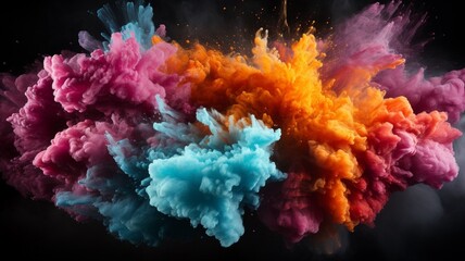 Fototapeta na wymiar Exploding colour powder is depicted in motion graphics. Generative in ai