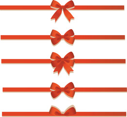 Red rep bow and ribbon isolated on white,vector illustration.