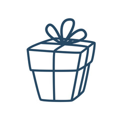 A gift box with a bow. Hand doodle illustration isolated on a white background. christmas gift