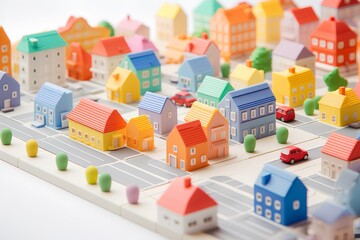 カラフルなキュービック的街並み（3D）楽しい街並みと楽しい暮らし。