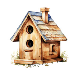 Obraz na płótnie Canvas Watercolor birdhouse. Generative AI, png image.