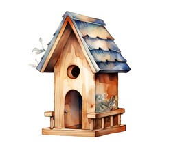Obraz na płótnie Canvas Watercolor birdhouse. Generative AI, png image.