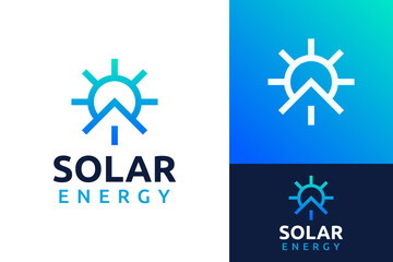 Solar Sun Light Green Renewable and Sustainable Energy for House Home Roof Logo Design Branding Template