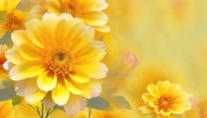 Fototapeta premium Yellow Blooms in Pastel: Abstract Background for Text