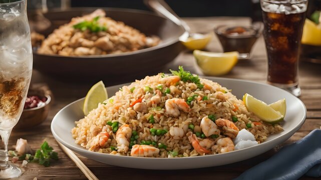Delicious seafood fried rice with succulent flavors