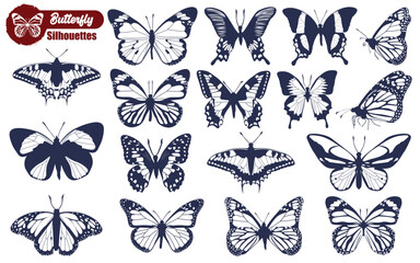 monochrome Butterfly Silhouettes Vector