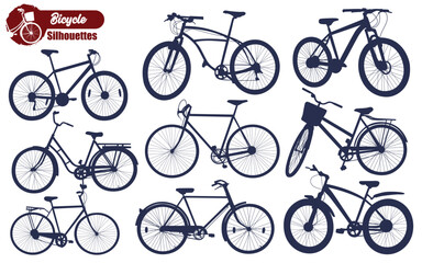 Bicycle or Cycle Black Vector Silhouettes