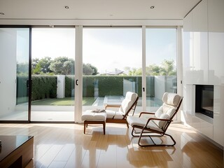 Experience the epitome of modern interior design with a living room that showcases chic furnishings and a seamless blend of form and function.