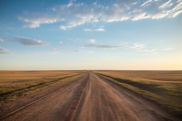 Fototapeta na wymiar an empty dirt road stretching into the horizon
